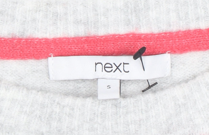 Next Women’s Grey Star Stripe Knit Jumper Size S Long Sleeve