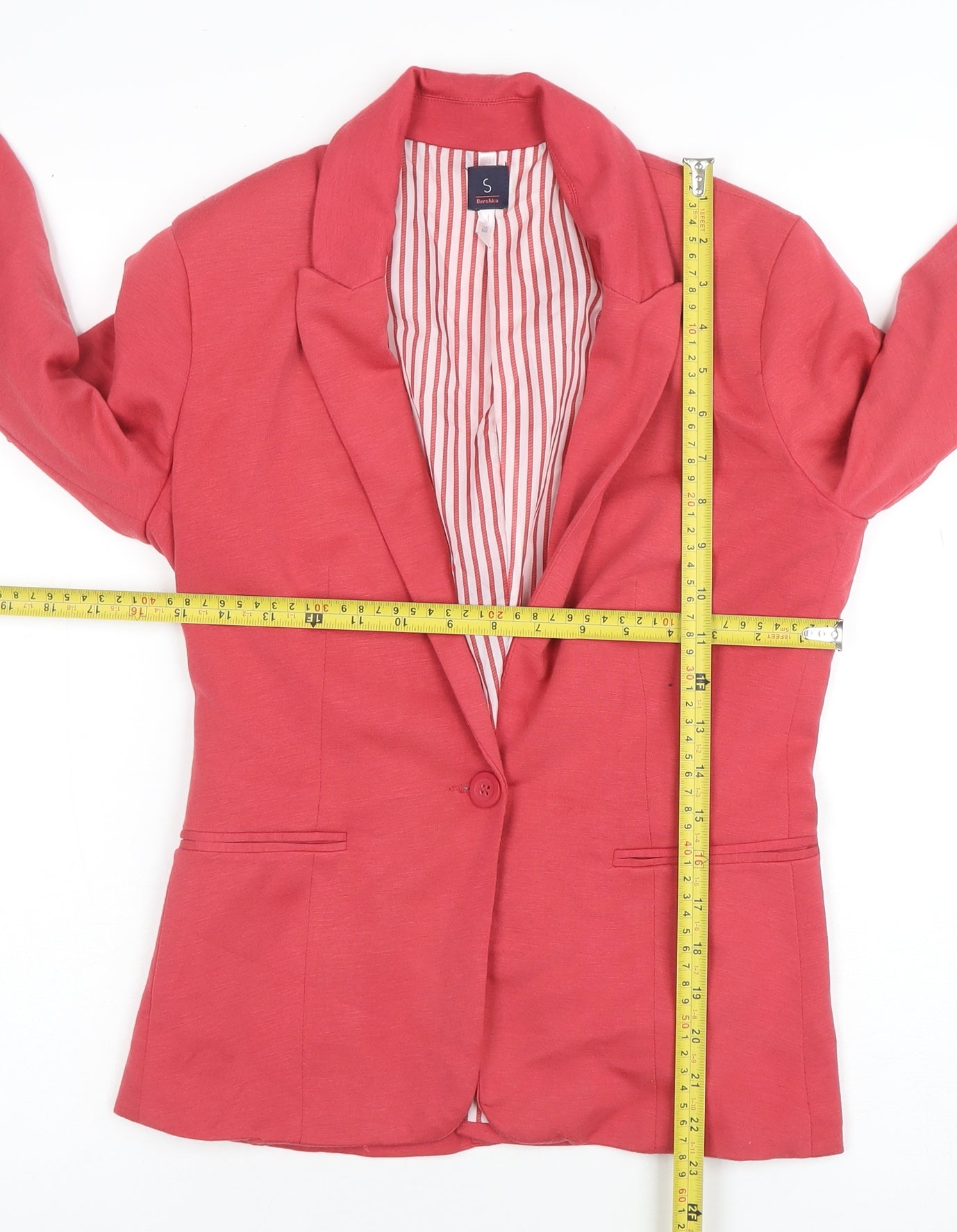 Bershka Women's Pink Regular Fit One-Button Blazer Size S
