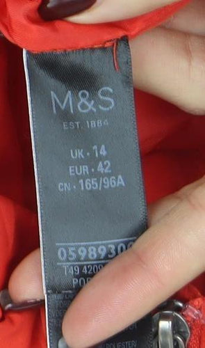 Marks & Spencer Women Red Size 14 Quilted Puffer Waistcoat