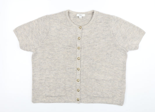 Marks and Spencer Women’s Beige Short Sleeve Button Cardigan M