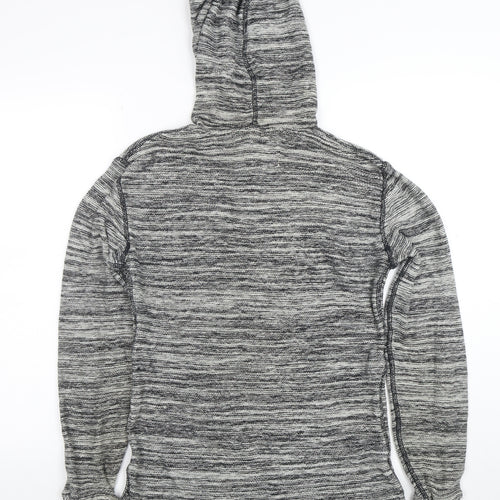 American Eagle Outfitters Women's Grey Hooded Henley Knit Jumper XS