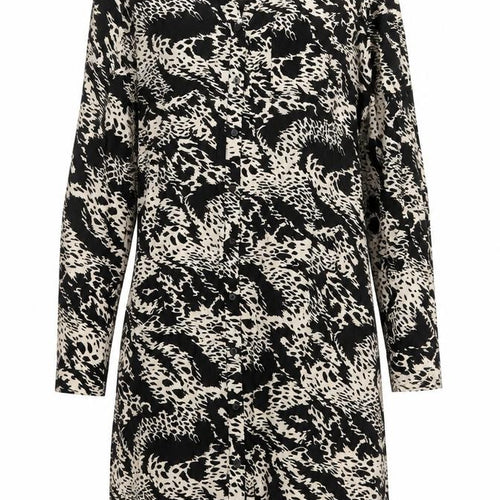 Object Women’s Black Animal Print Button Shirt Dress Size 10