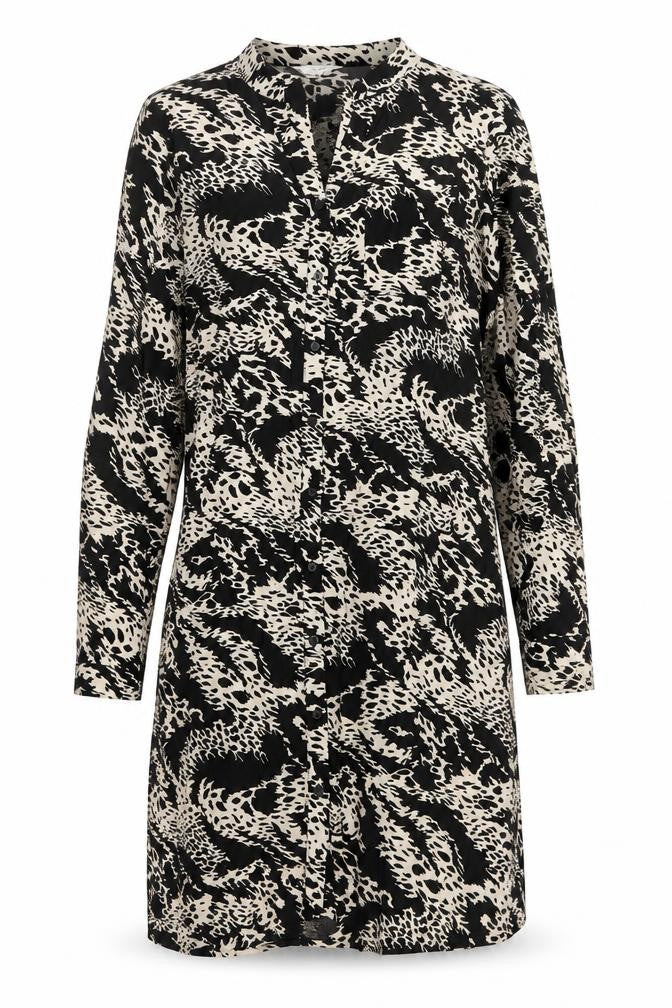 Object Women’s Black Animal Print Button Shirt Dress Size 10