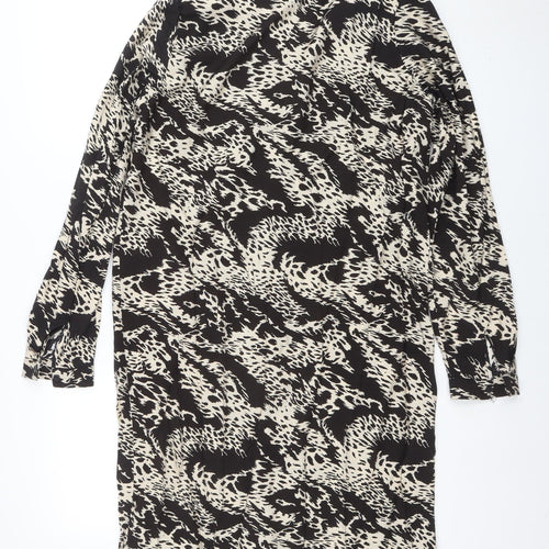 Object Women’s Black Animal Print Button Shirt Dress Size 10