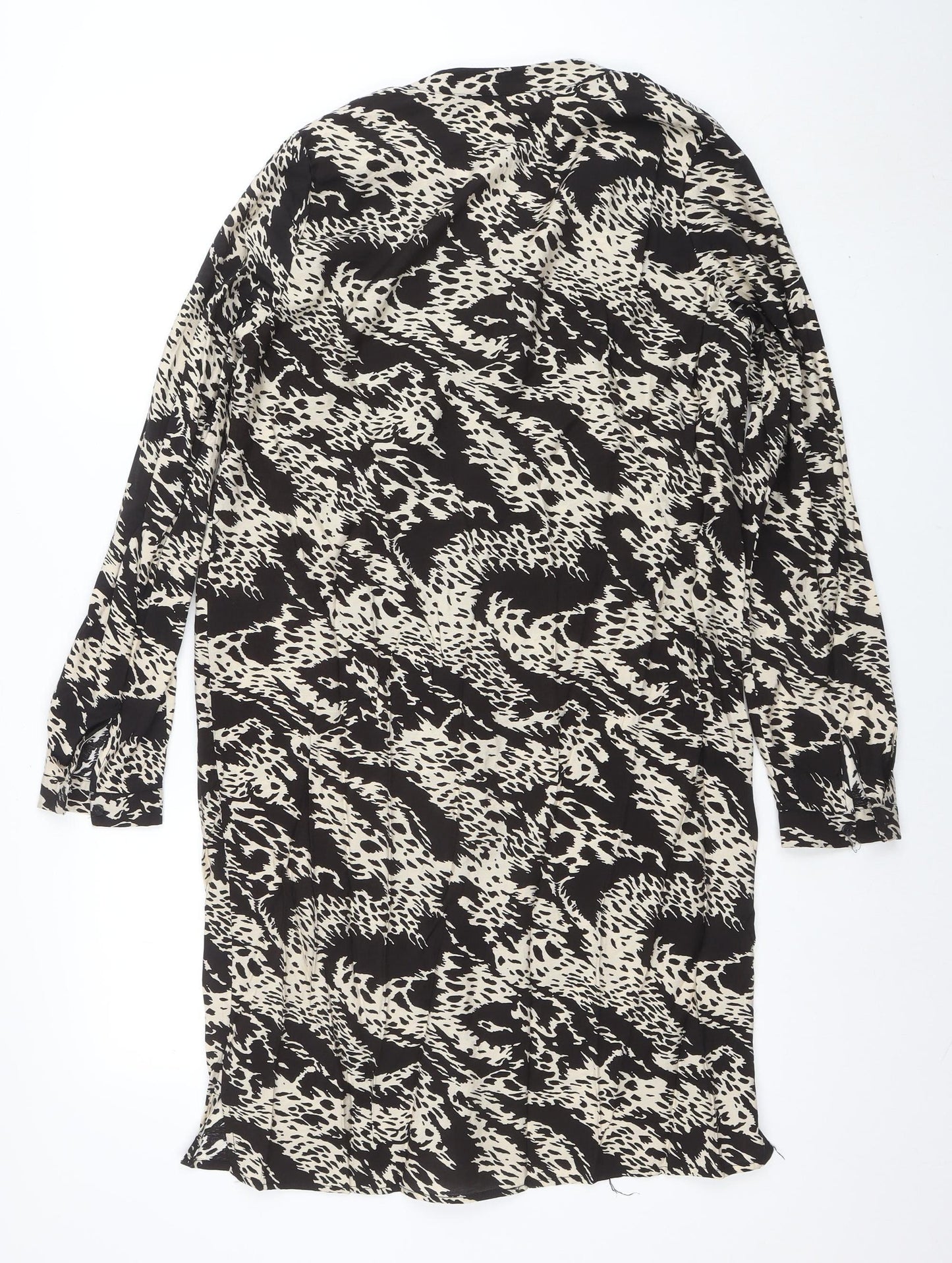 Object Women’s Black Animal Print Button Shirt Dress Size 10