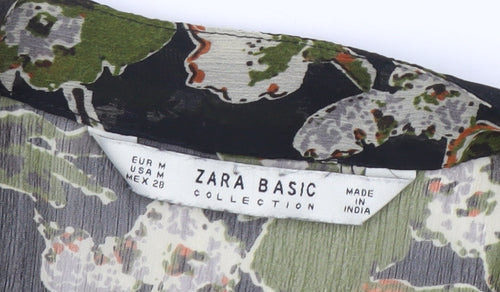 Zara Women Multicoloured Floral Shift Dress Size 12 Sheer Boho Style