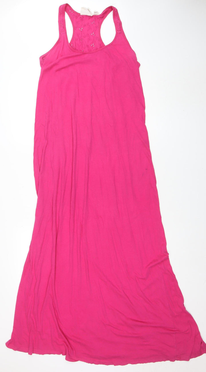 H&M Women Pink Long Tank Dress L Jersey Summer Casual