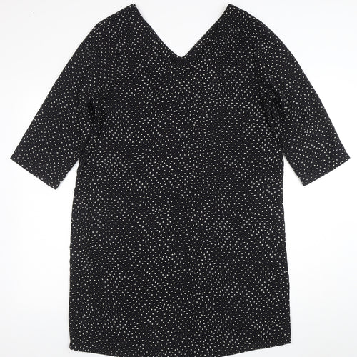 Jacqueline de Yong Women's Black Polka Dot V-Neck Shift Dress Size 12