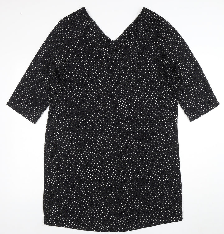 Jacqueline de Yong Women's Black Polka Dot V-Neck Shift Dress Size 12