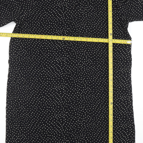 Jacqueline de Yong Women's Black Polka Dot V-Neck Shift Dress Size 12