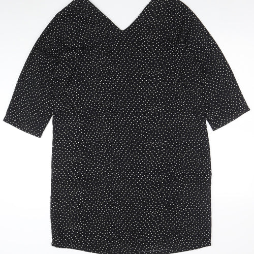 Jacqueline de Yong Women's Black Polka Dot V-Neck Shift Dress Size 12