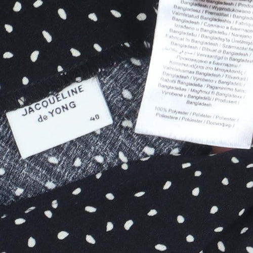 Jacqueline de Yong Women's Black Polka Dot V-Neck Shift Dress Size 12