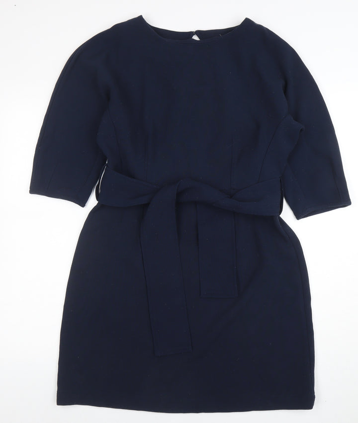Oliver Bonas Women’s Blue Belted Shift Dress Size 12