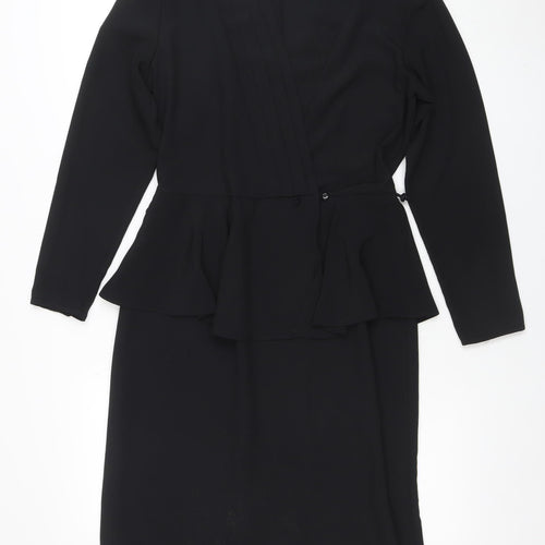 Smith & Locke Women's Black Size 12 Peplum Knee Length Work Dress