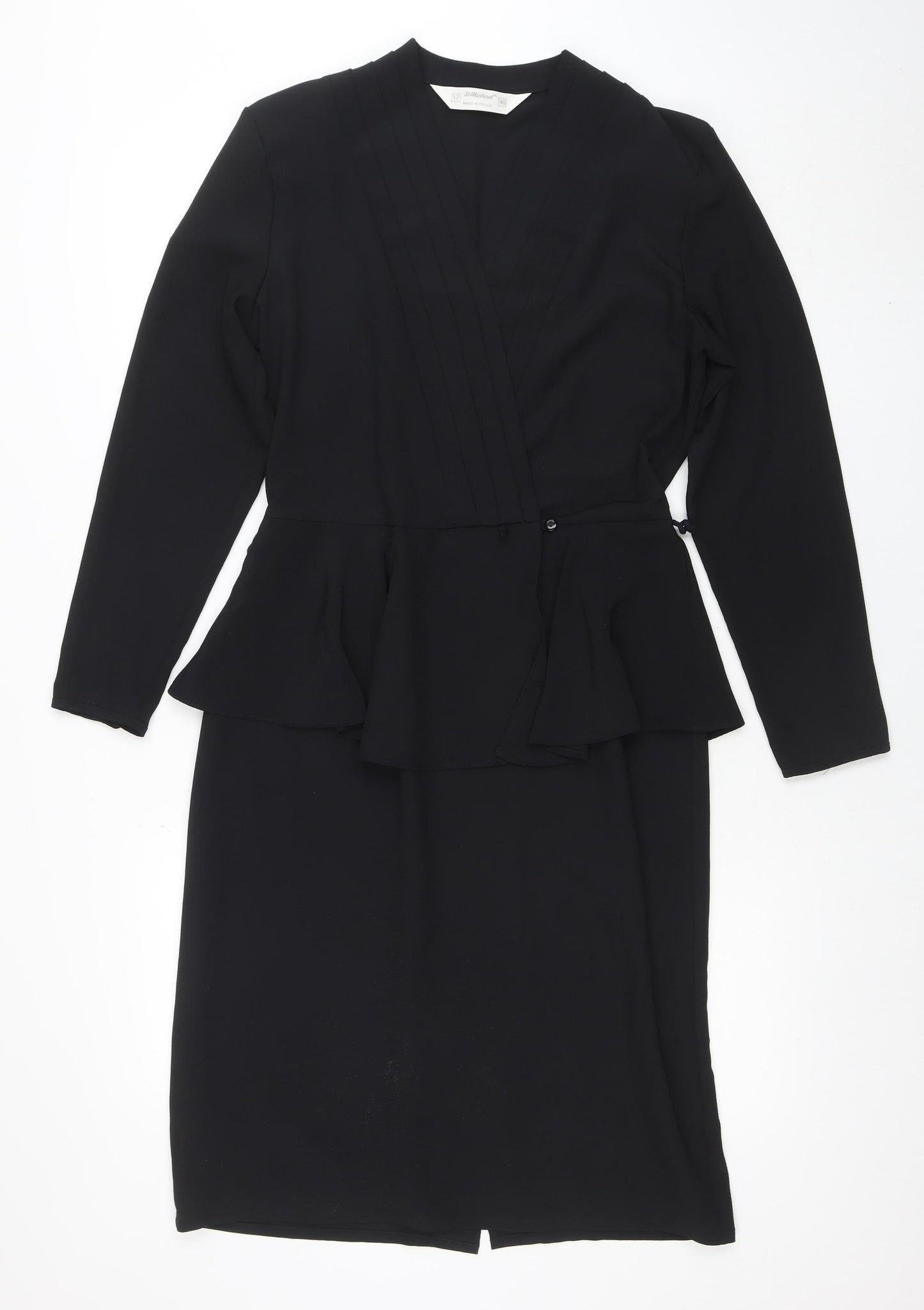 Smith & Locke Women's Black Size 12 Peplum Knee Length Work Dress