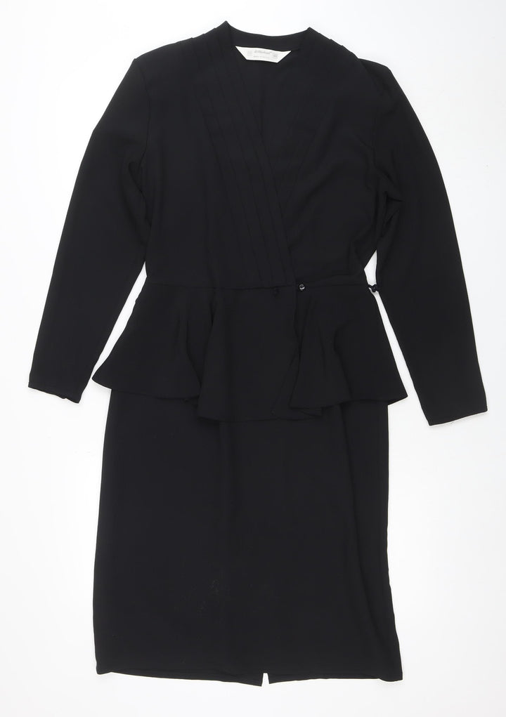 Smith & Locke Women's Black Size 12 Peplum Knee Length Work Dress