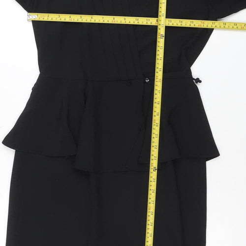 Smith & Locke Women's Black Size 12 Peplum Knee Length Work Dress