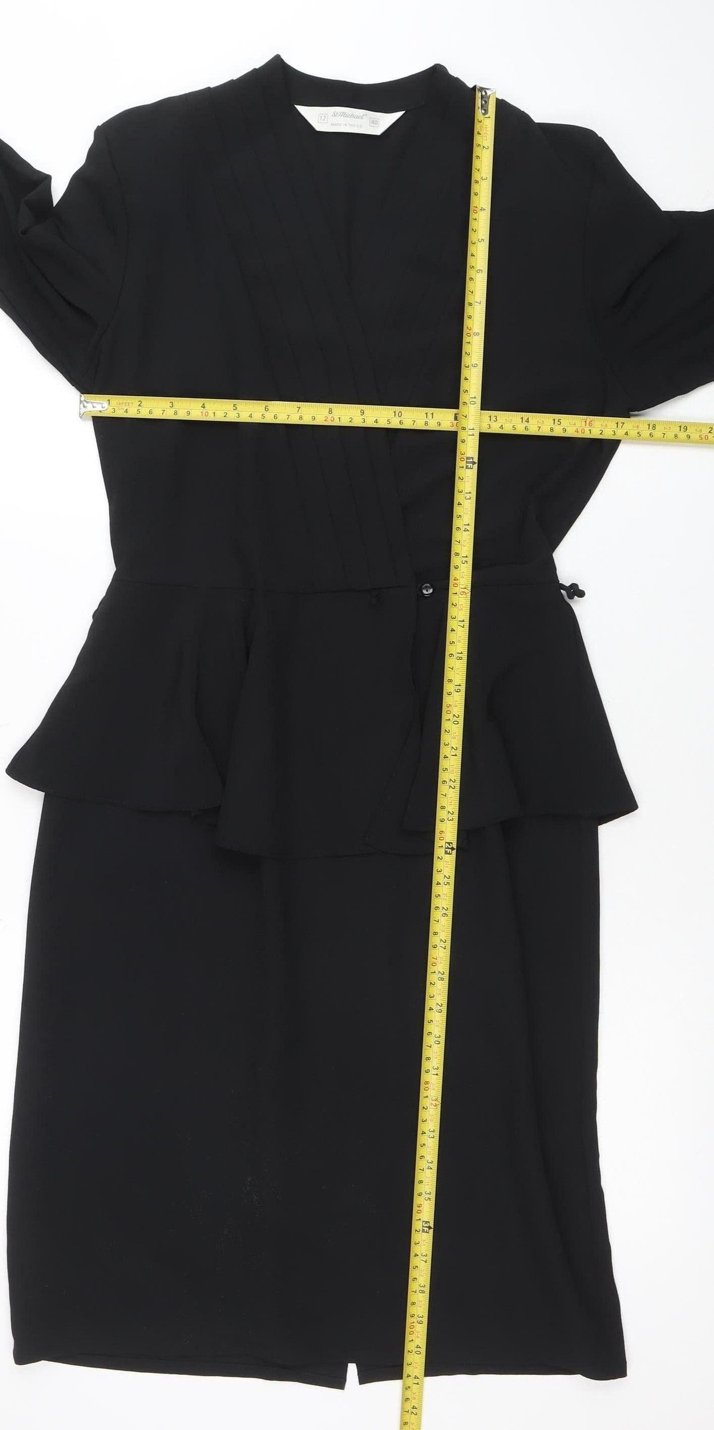 Smith & Locke Women's Black Size 12 Peplum Knee Length Work Dress