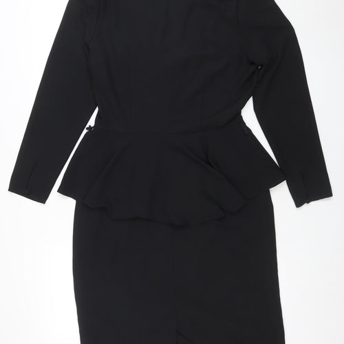Smith & Locke Women's Black Size 12 Peplum Knee Length Work Dress