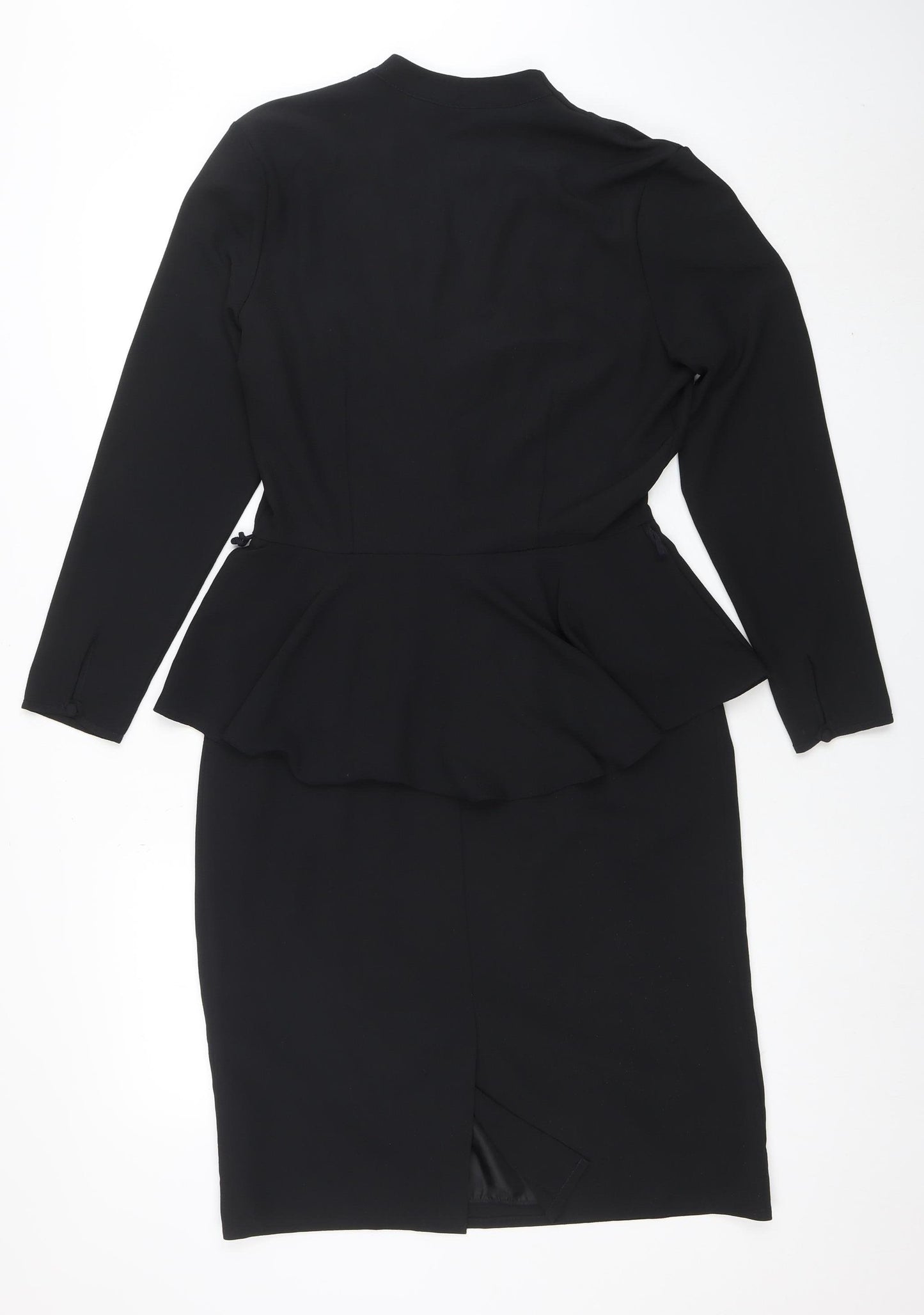 Smith & Locke Women's Black Size 12 Peplum Knee Length Work Dress