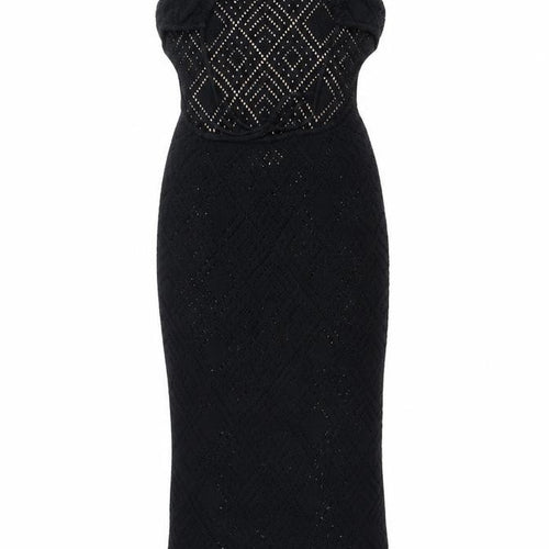 ASOS Womens Black Size 8 Crochet Halter Bodycon Midi Dress