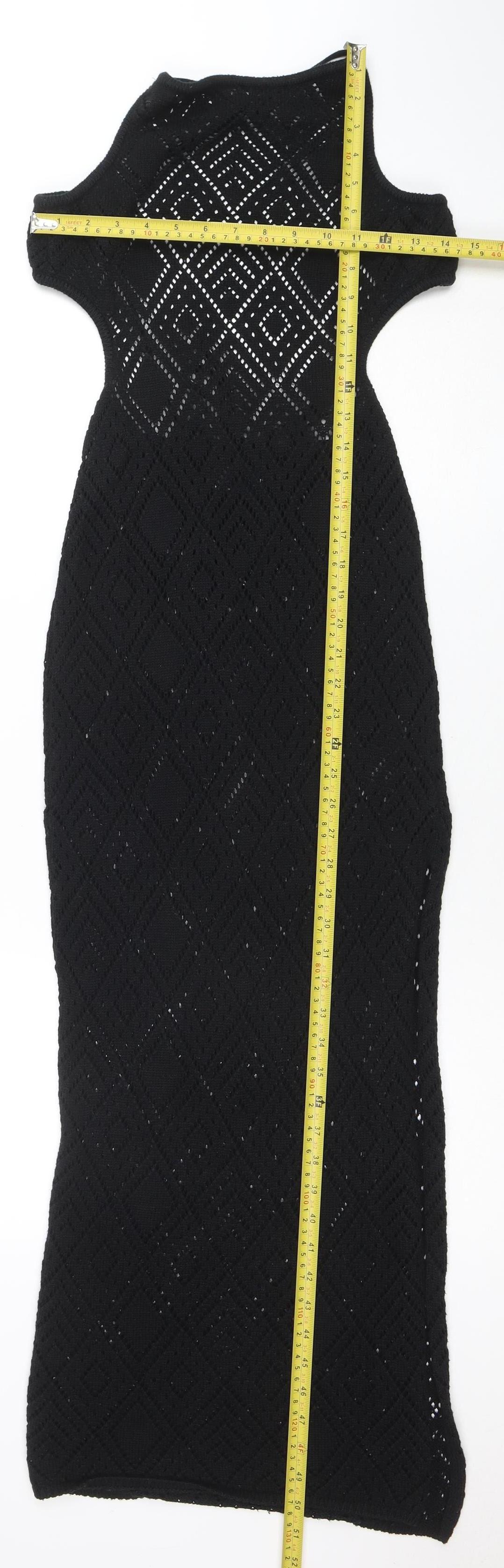 ASOS Womens Black Size 8 Crochet Halter Bodycon Midi Dress
