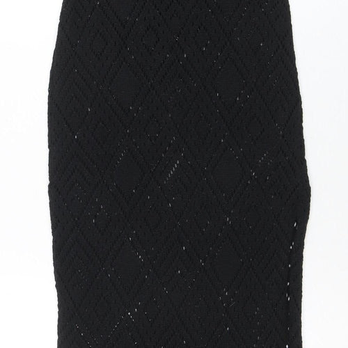 ASOS Womens Black Size 8 Crochet Halter Bodycon Midi Dress