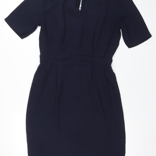 Warehouse Women's Blue Shift Work Dress Size 12 Half Sleeve