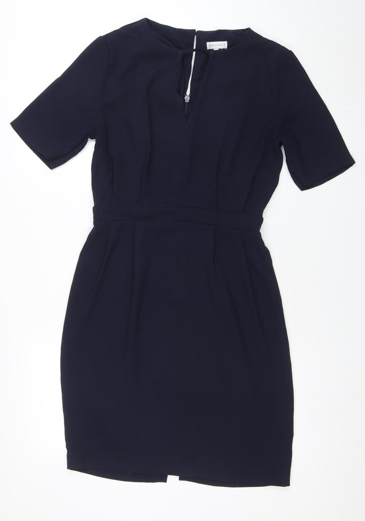 Warehouse Women's Blue Shift Work Dress Size 12 Half Sleeve