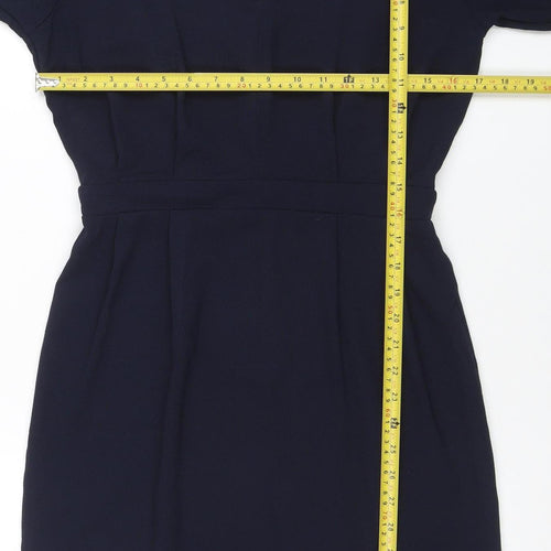 Warehouse Women's Blue Shift Work Dress Size 12 Half Sleeve