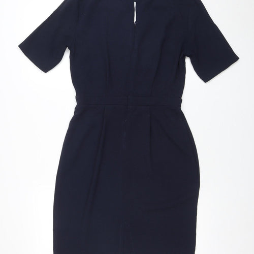 Warehouse Women's Blue Shift Work Dress Size 12 Half Sleeve