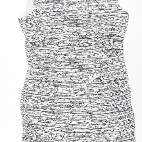 Per Una Women’s White Geometric Shift Dress Size 12 Sleeveless