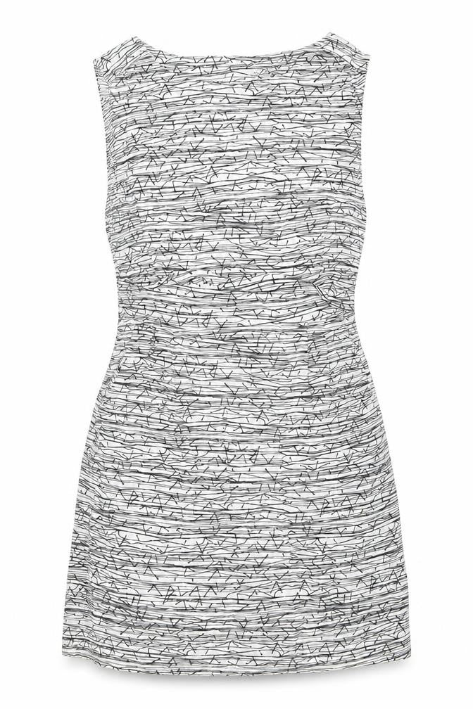 Per Una Women’s White Geometric Shift Dress Size 12 Sleeveless