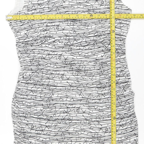 Per Una Women’s White Geometric Shift Dress Size 12 Sleeveless