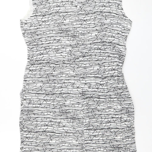 Per Una Women’s White Geometric Shift Dress Size 12 Sleeveless