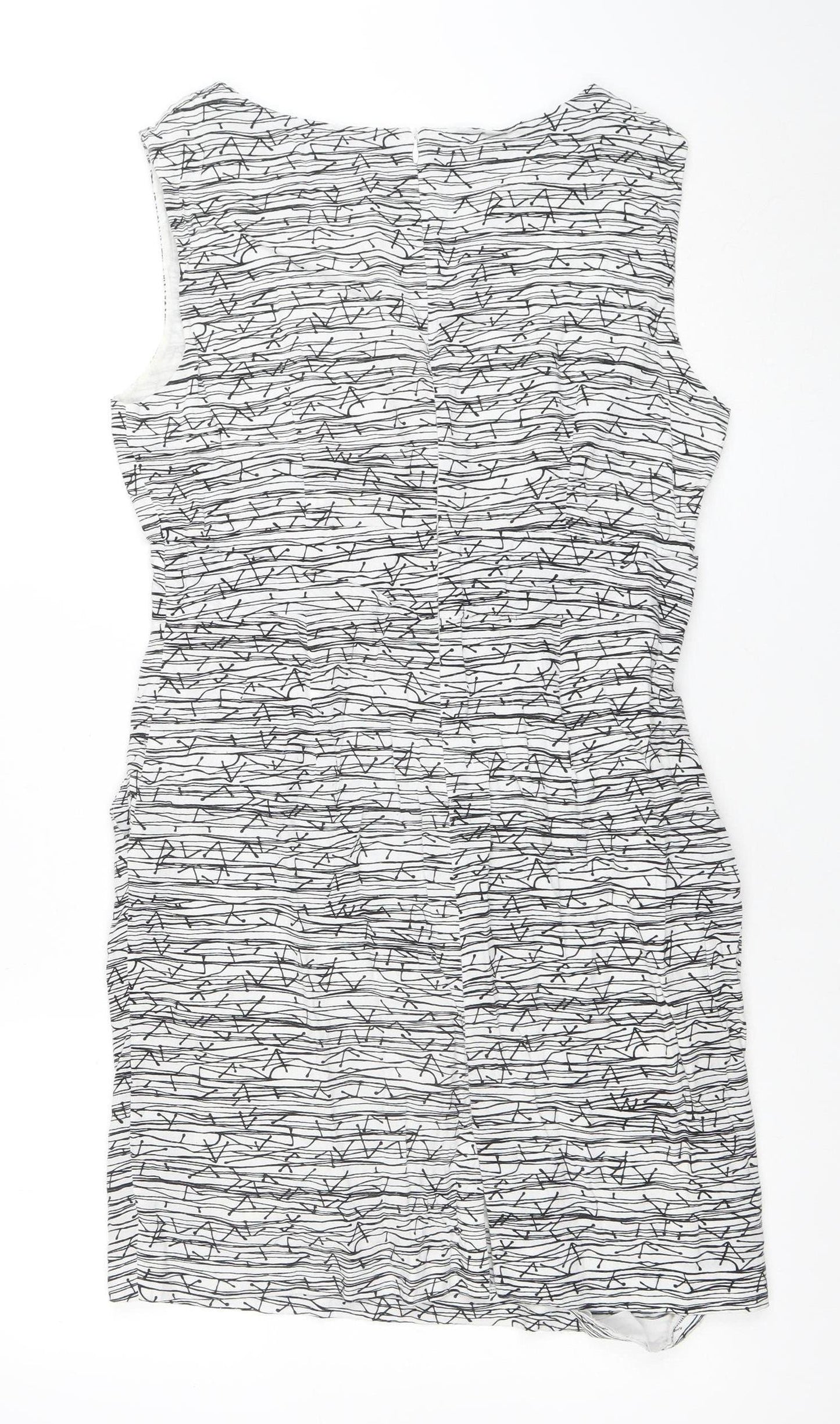 Per Una Women’s White Geometric Shift Dress Size 12 Sleeveless