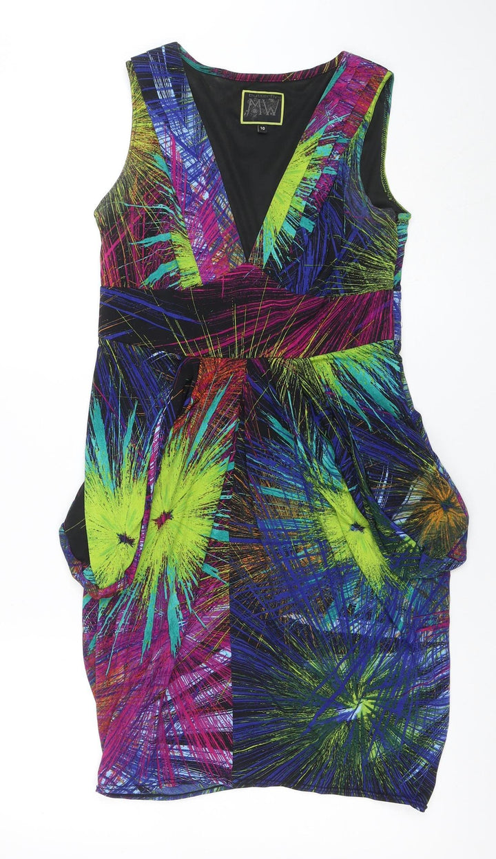 Butterfly by MW Womens Multicoloured Size 10 Sheath Party Dress