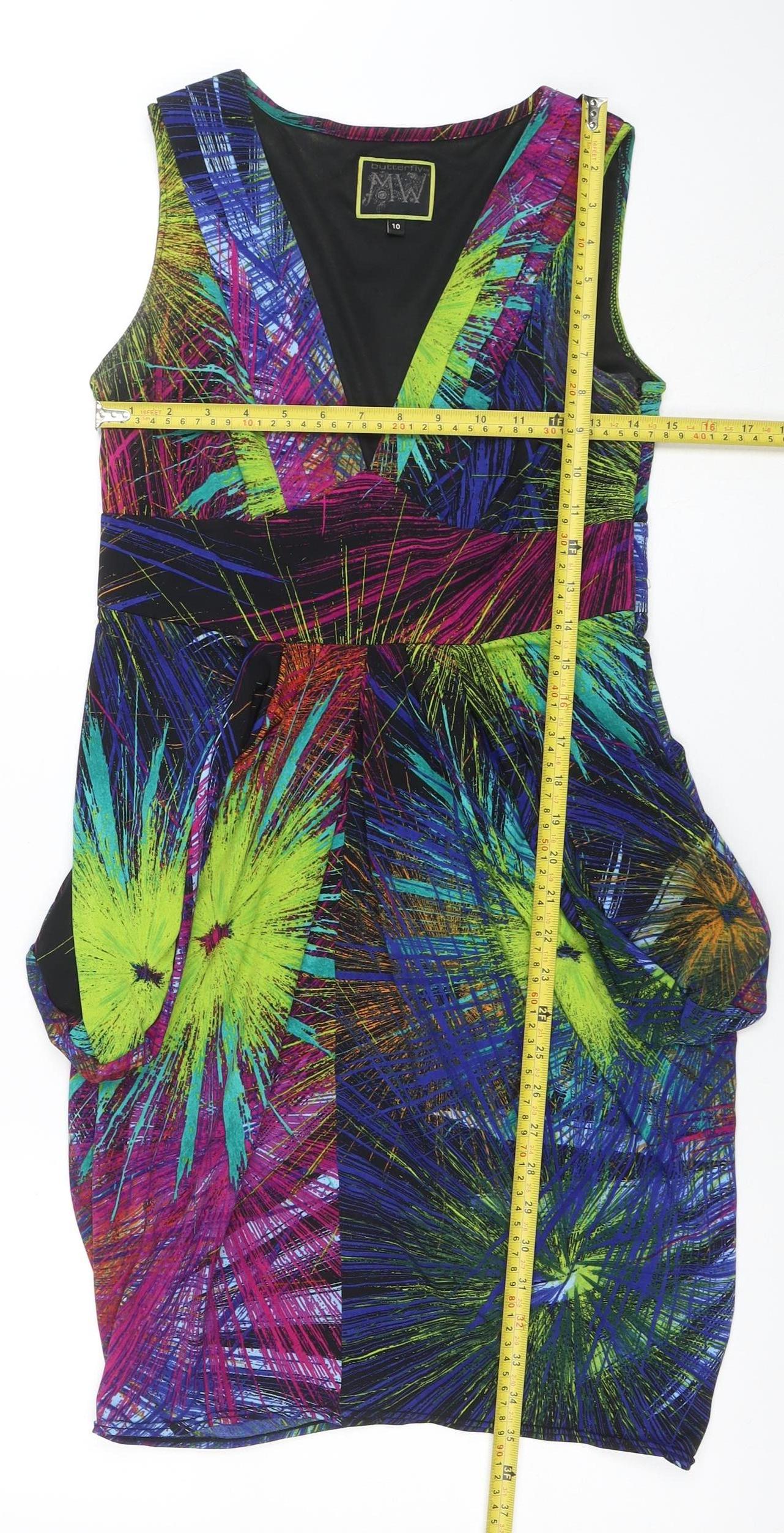 Butterfly by MW Womens Multicoloured Size 10 Sheath Party Dress