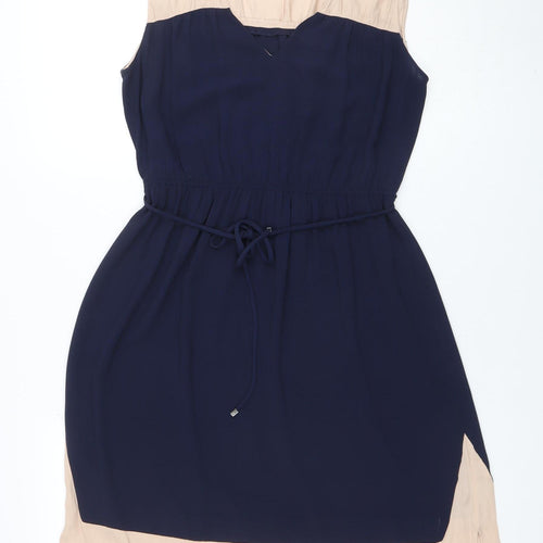 Zara Basic Women’s Navy Beige A-Line Sleeveless Short Dress Size 10