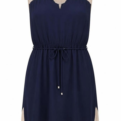 Zara Basic Women’s Navy Beige A-Line Sleeveless Short Dress Size 10