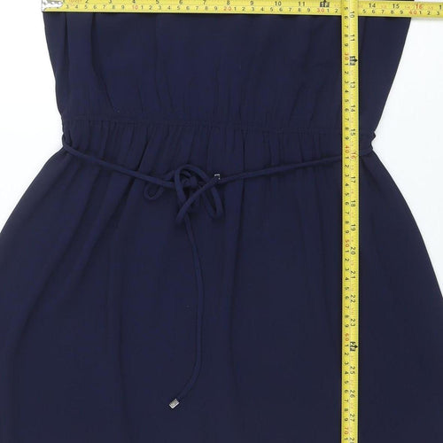 Zara Basic Women’s Navy Beige A-Line Sleeveless Short Dress Size 10