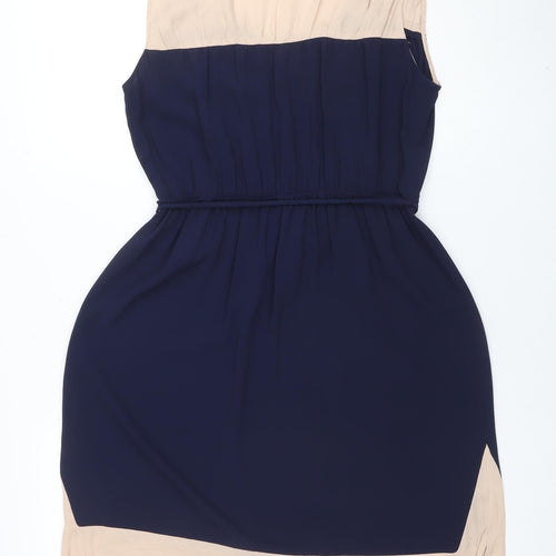 Zara Basic Women’s Navy Beige A-Line Sleeveless Short Dress Size 10
