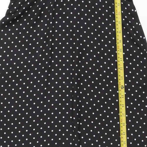 ZARA Women Black Polka Dot Fit & Flare Midi Dress Size 12