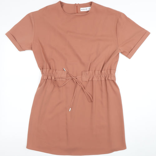 INAYAH Women Brown Short Sleeve Shift Dress L