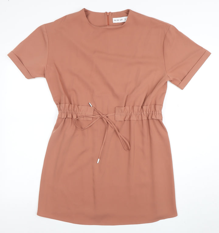 INAYAH Women Brown Short Sleeve Shift Dress L