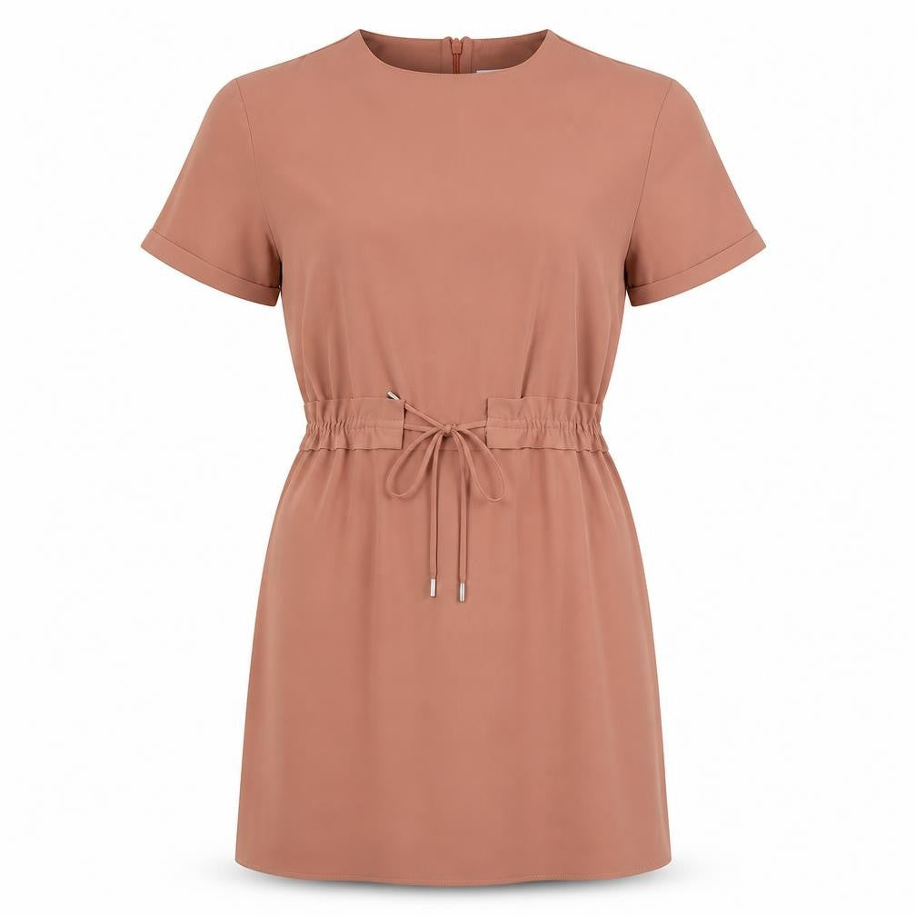 Front view of INAYAH Women Brown Short Sleeve Shift Dress L