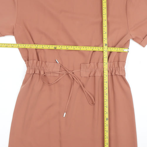 INAYAH Women Brown Short Sleeve Shift Dress L