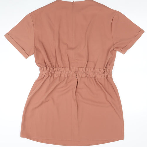 INAYAH Women Brown Short Sleeve Shift Dress L