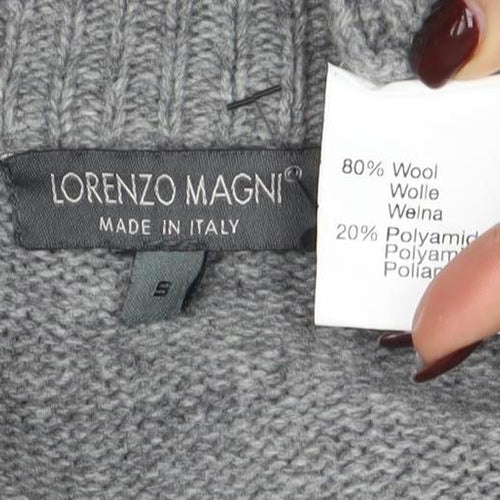 Lorenzo Magni Men’s Grey Wool Full Zip Fair Isle Jumper Size S
