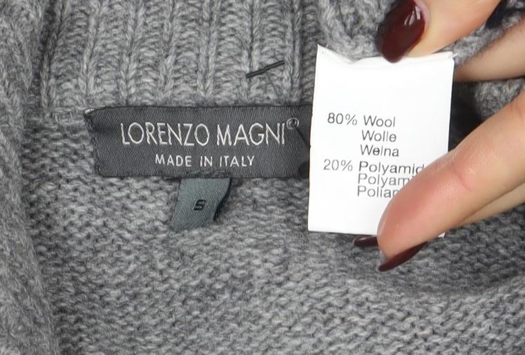 Lorenzo Magni Men’s Grey Wool Full Zip Fair Isle Jumper Size S